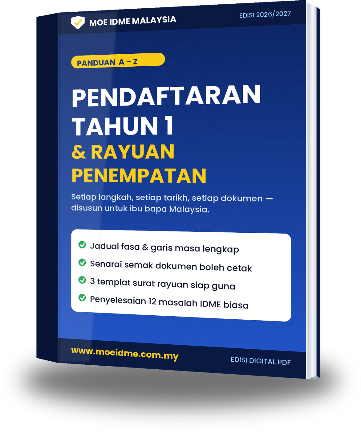 Kulit ebook Panduan A-Z Pendaftaran Tahun 1 dan Rayuan Penempatan